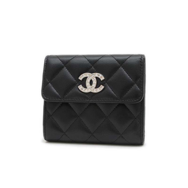 シャネル マトラッセ ブラック ラムスキン 三つ折り財布 ウォレット CHANEL（シャネル） マトラッセ 三つ折りコンパクト財布 ラムスキン
