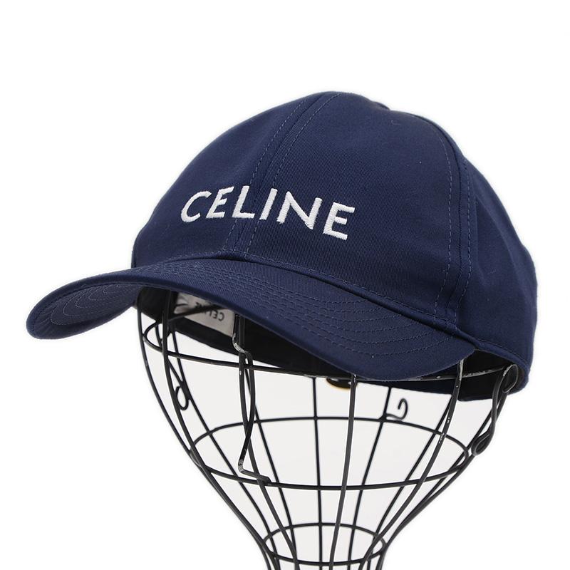 CELINE（セリーヌ） ロゴ刺繍 ベースボールキャップ 帽子 ネイビー