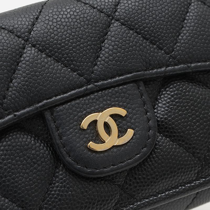 CHANEL（シャネル） マトラッセ 三つ折り財布 キャビアスキン ブラック