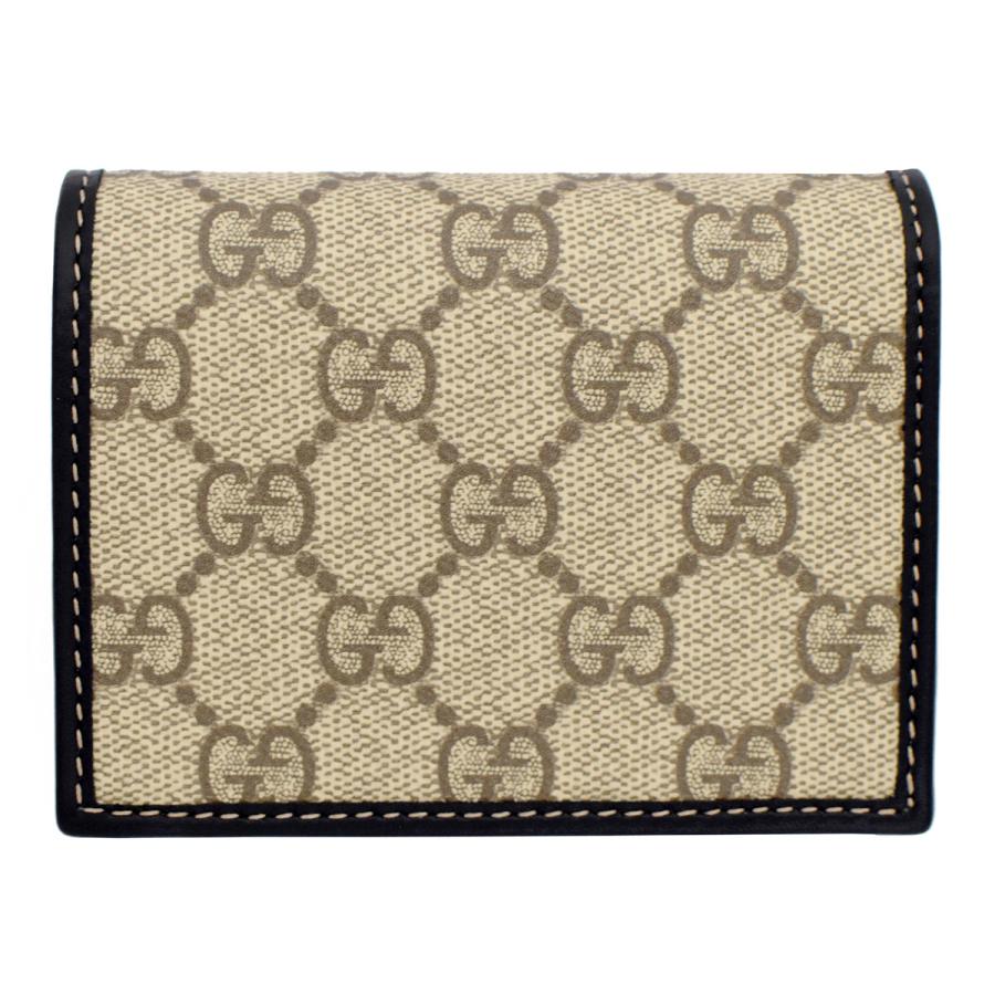 グッチ 財布 GUCCI スモールウォレット レディース メンズ GGファブリック×ブラックレザー GGエンブレム 820692の画像