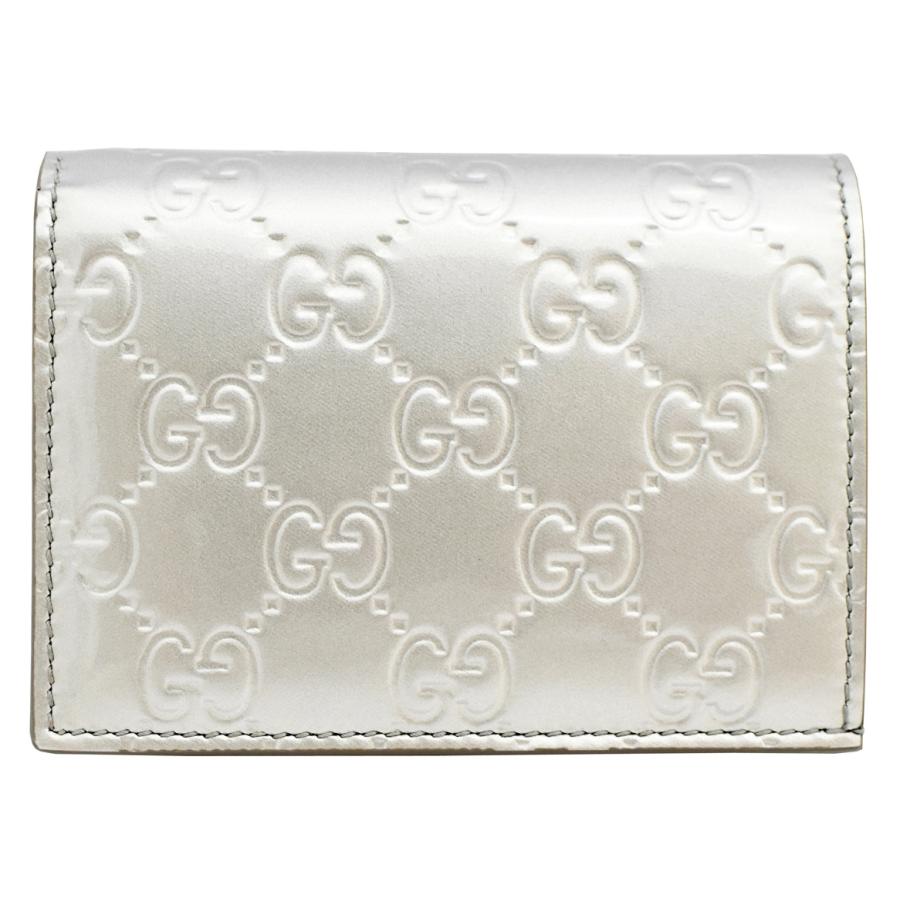 グッチ 財布 GUCCI 二つ折り財布 スモールウォレット レディース メンズ GGパテントレザー GGエンブレム 847207 シルバー×ライトグレー