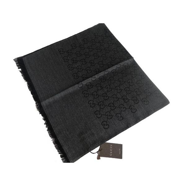 極美品　グッチ　GG柄　ストール　マフラー　165904　シルク×ウール　大判 GG グッチ ストール マフラー GUCCI シルク入り GG柄 大判45×180cm