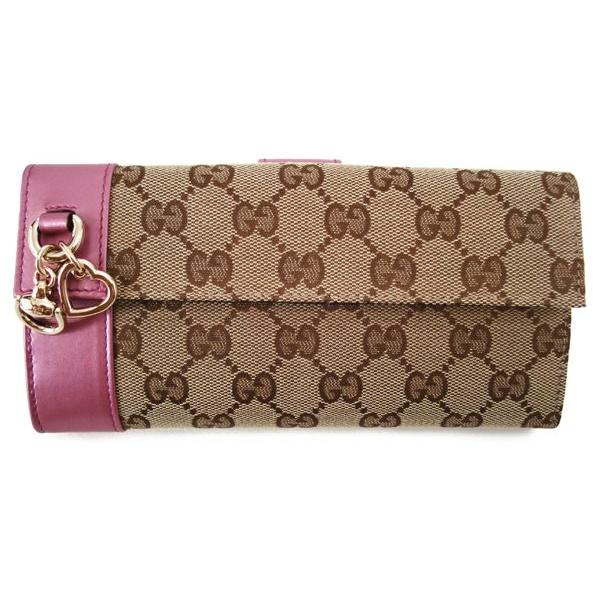 オンラインストア買 グッチ 財布 Gucci Wホック長財布 レディース Gg柄キャンバス ハート ハーフホースビットチャーム メタリックピンク F4c2g 9799 日本特注品 Ssl Daikyogo Or Jp