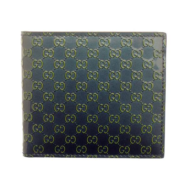 グッチ財布 GUCCI 二つ折り財布 メンズ Avel アヴェル 146223 ネイビーグリーン×イエロー
