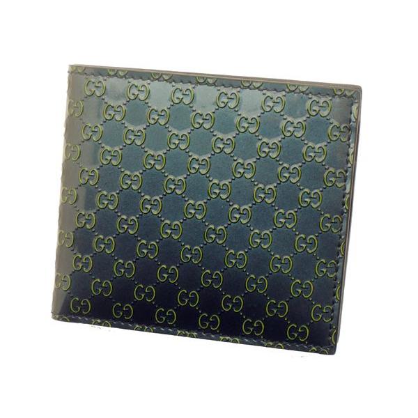 グッチ財布 GUCCI 二つ折り財布 メンズ Avel アヴェル 146223 ネイビーグリーン×イエロー 