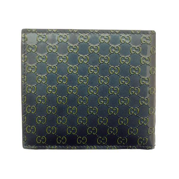 グッチ財布 GUCCI 二つ折り財布 メンズ Avel アヴェル 146223 ネイビーグリーン×イエロー 