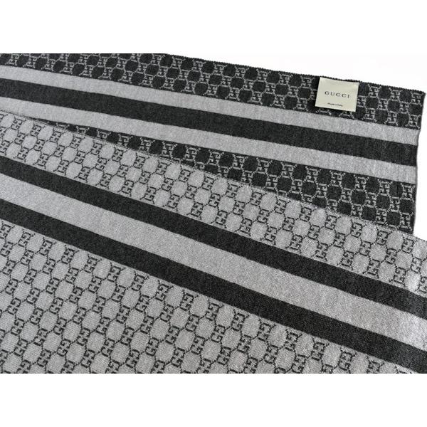 GG グッチ ストール マフラー GUCCI ウール100％ GG柄 グレー 438253