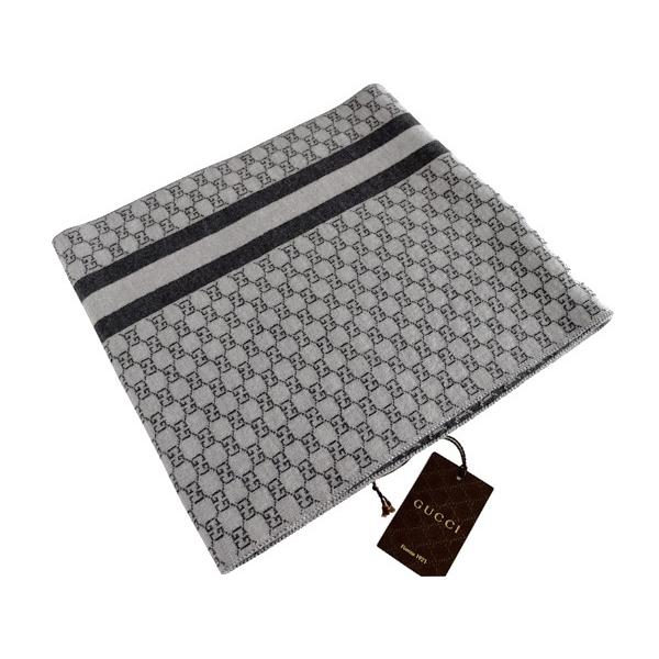 GG グッチ ストール マフラー GUCCI ウール100％ GG柄 グレー 438253