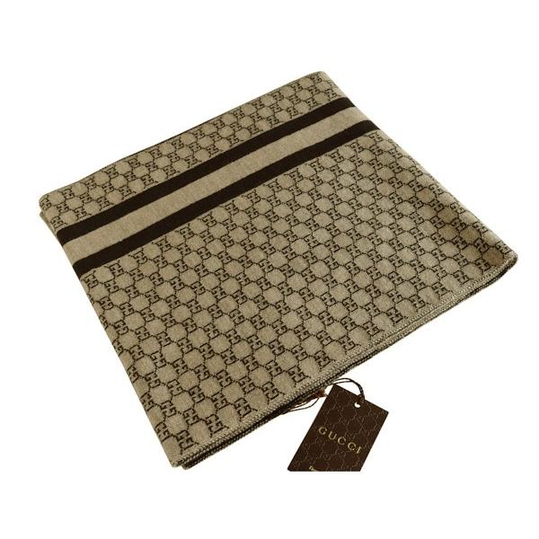 グッチ ストール マフラー GUCCI ウール100％ GG柄 ブラウン 438253
