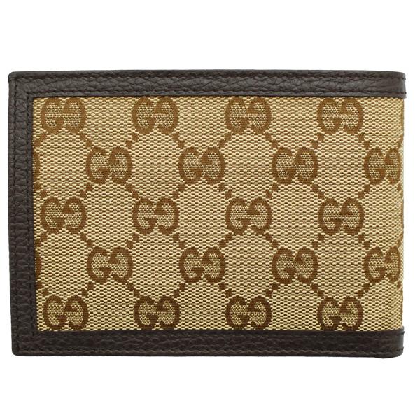 GGキャンバス グッチ財布 GUCCI 二つ折り財布 メンズ ベージュ×ダーク
