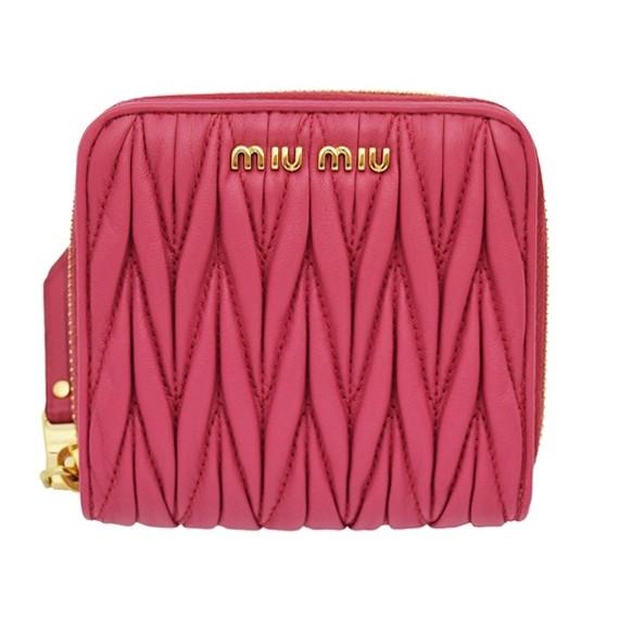 Miu Miu財布 ミュウミュウ マテラッセ 二つ折り財布 Matelasse 1 5ml522 ペオニーピンク Miu 054 Brandream 通販 Yahoo ショッピング