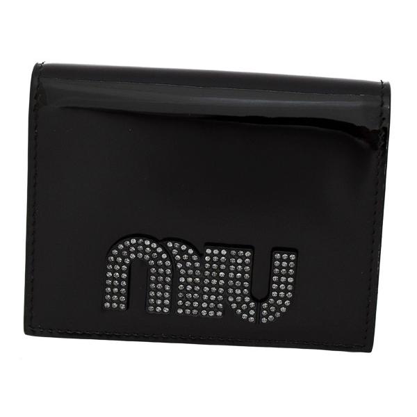 miu miu財布 ミュウミュウ 二つ折り財布 スタッズ パテント miu miu財布 ミュウミュウ 二つ折り財布 スタッズ パテント