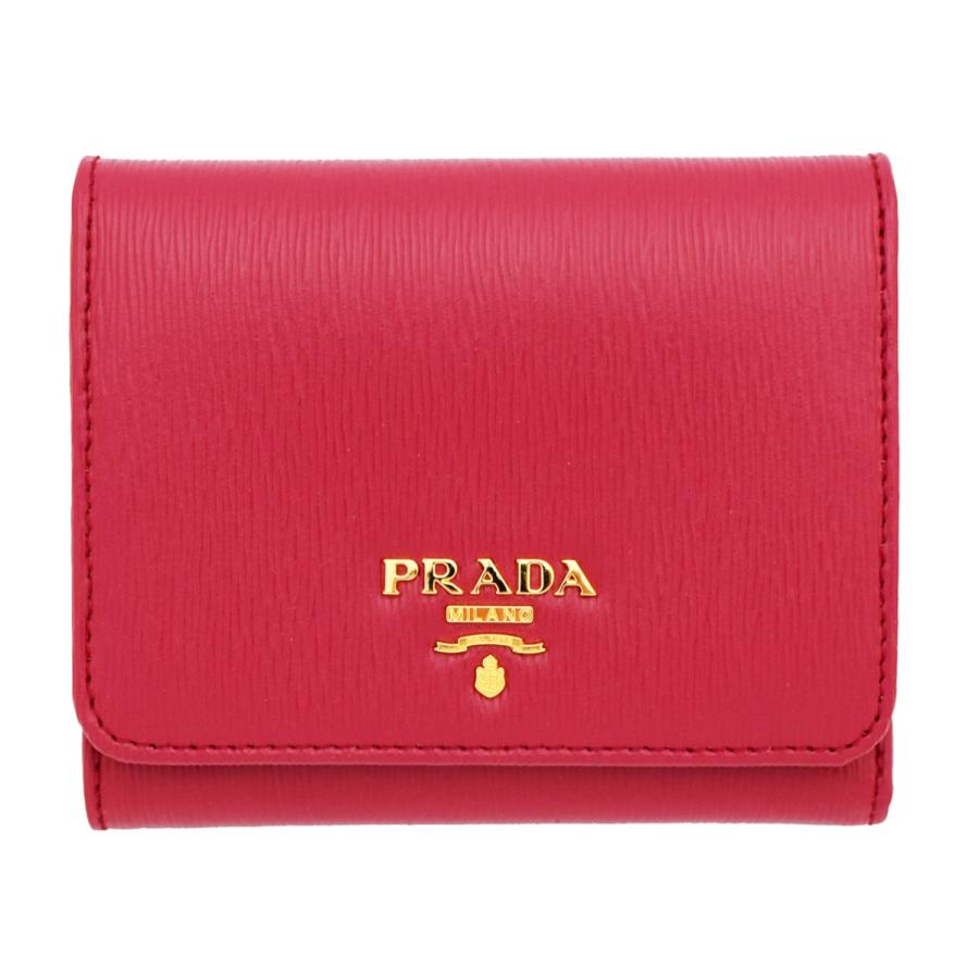 PRADA プラダ VITELLO MOVレザーコンパクトウォレット 三つ折り財布 1MH176 ピンク PRADA（プラダ） プラダ財布 三つ折り財布 レディ−ス VITELLO MOVE