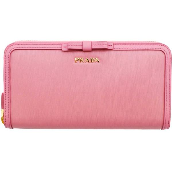 PRADA リボン付きピンク長財布　プラダ PRADA（プラダ） プラダ財布 ラウンドファスナー長財布 レディ−ス