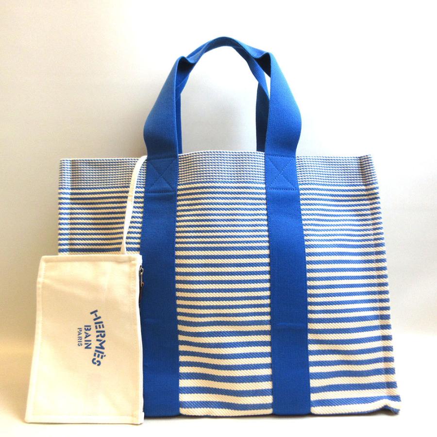 エルメス バヤデール ブルー ホワイト 青 白 セミショルダー トートバッグ セミショルダー コットンキャンバス Aランク トートバッグ レディース メンズ 中古 あすつく Hermes Brand Ritz コットンキャンバス 3 Her 2ta 六甲道店