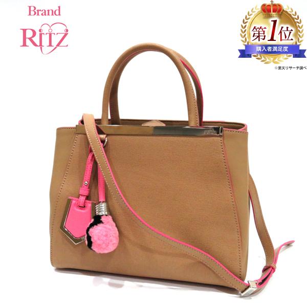 フェンディ バッグ プチトゥージュール レザー 電球 ベージュ×ピンク A