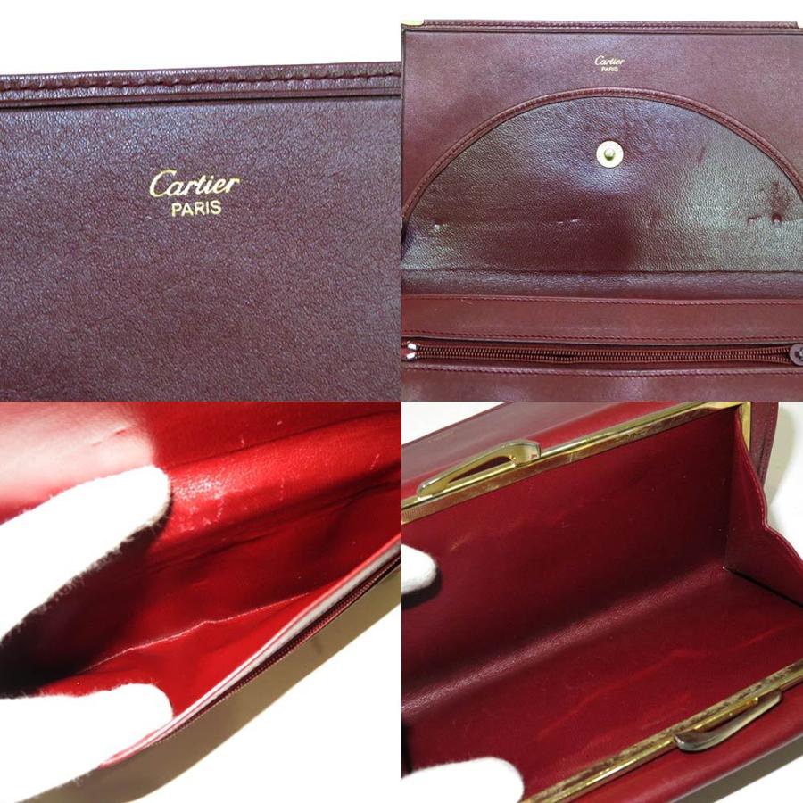 中古 カルティエ 小物 レザー Bランク 二つ折り財布 CARTIER マストライン ボルドー レディース あすつく【送料無料】【西神店】｜brandritzauc｜09