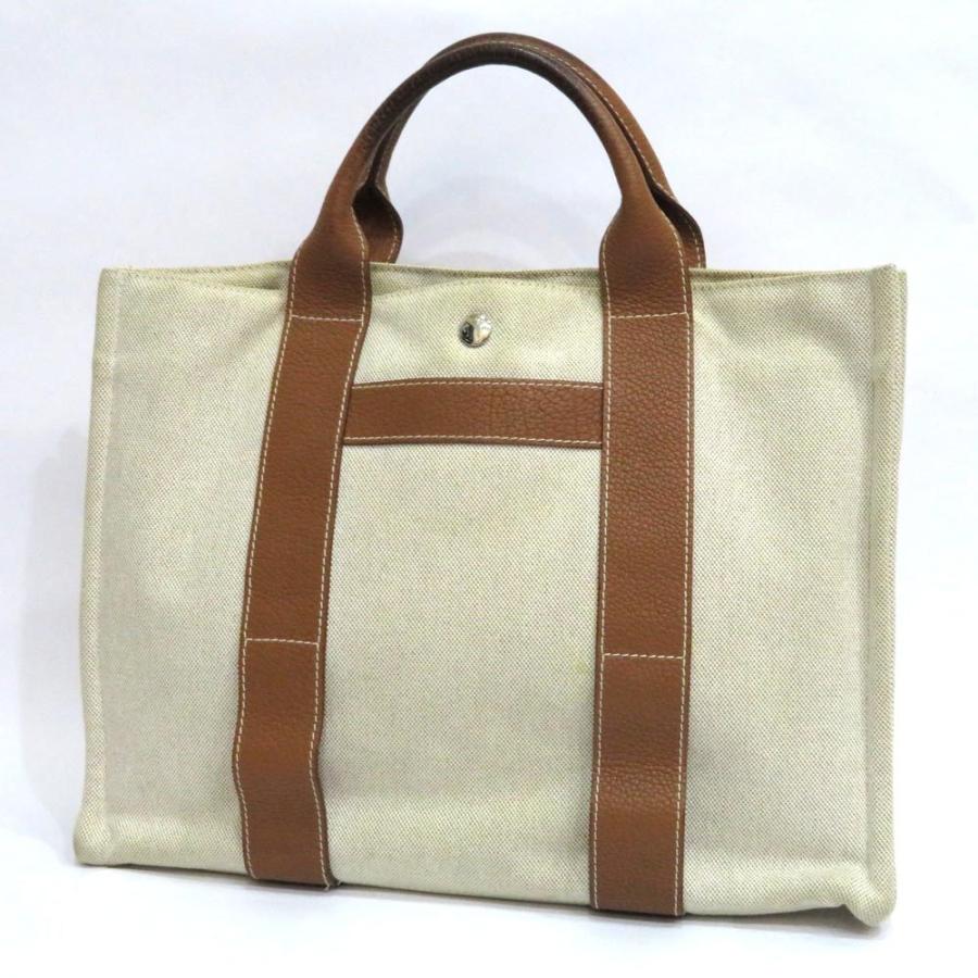 中古 エルメス サックアーネMM トートバッグ Bランク キャンバス 