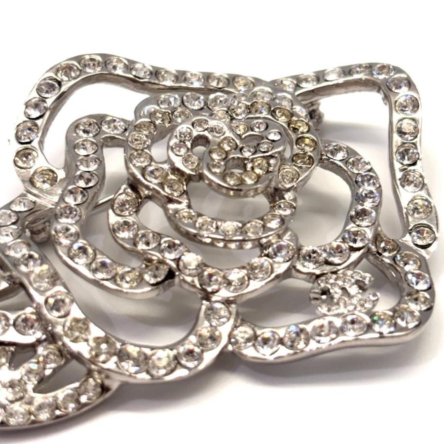 CHANEL（シャネル） ブローチ カメリア ラインストーン シルバー ココ