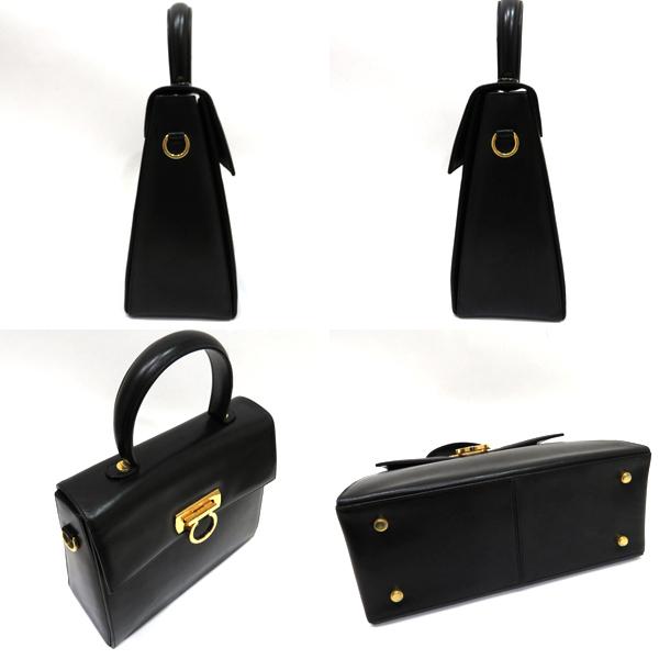 フェラガモ 2WAY バッグ ガンチーニ金具 ABランク 黒 ハンド  