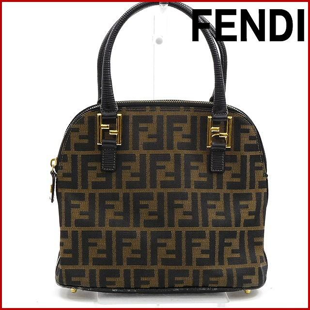 返品可 フェンディ バッグ レディース (メンズ可) FENDI ハンドバッグ ゴールド金具 ズッカ 中古 X10802｜brands