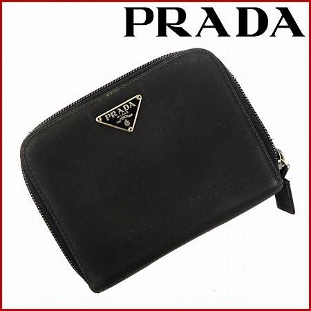 プラダ 財布 PRADA 二つ折り財布 ロゴプレート 中古 X11156｜brands