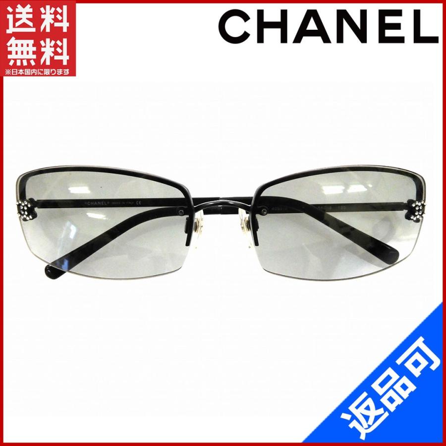 シャネル CHANEL サングラス サイドココマーク　ラインストーン 中古 X11253｜brands