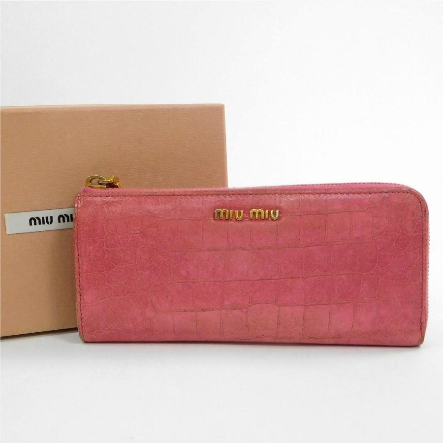 [閉店セール]ミュウミュウ 財布 miumiu 長財布 クロコ調 中古 X17109｜brands｜05