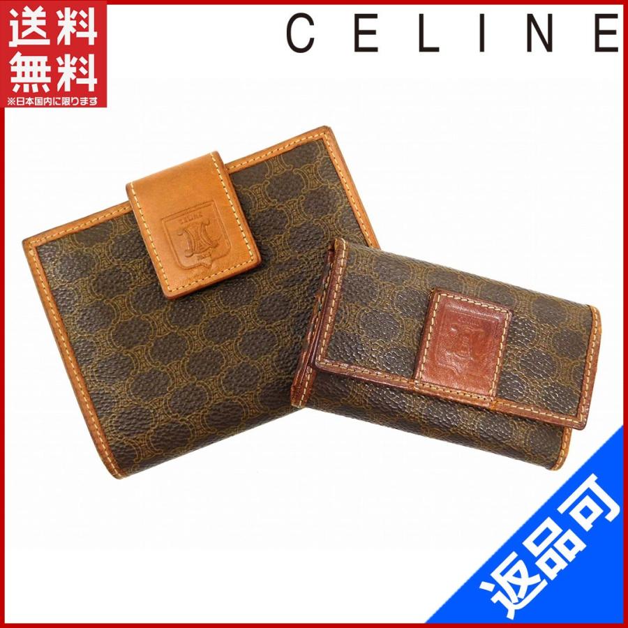 セリーヌ CELINE 財布 二つ折り財布 がま口財布 2点セット マカダム 中古 X6180 :X6180:ブランドセレクトショップ