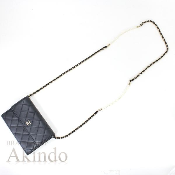 シャネル チェーンウォレット パールチェーン ミニ メタリックブラック CHANEL - シャネル チェーンウォレット パールチェーン ミニ
