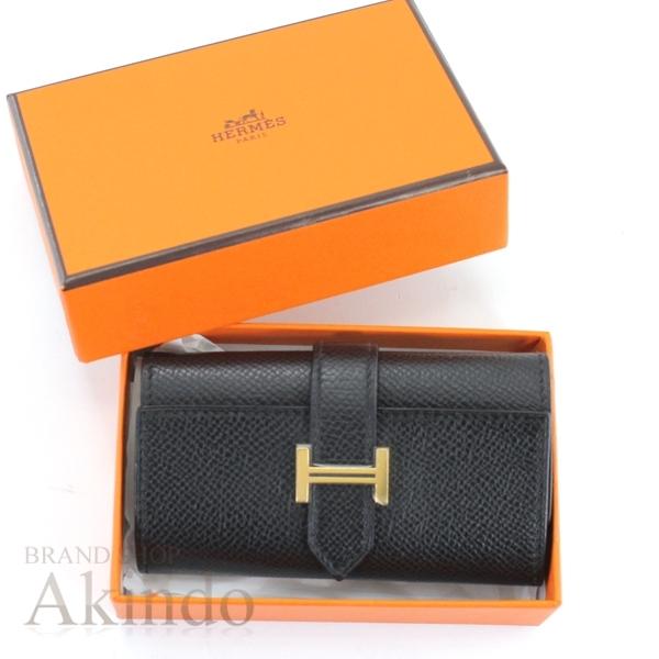 【新品】エルメス キーケース 4連 ベアン 黒ブラック ゴールド金具 ヴォーエプソン 本革 レザー HERMES/KM2201