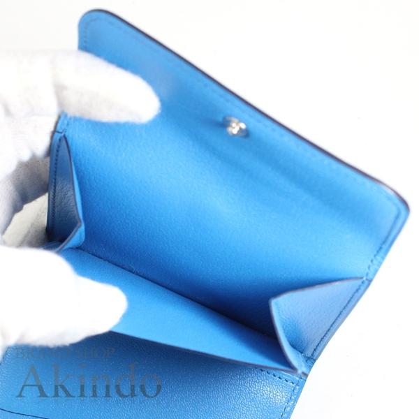 【新品】エルメス コイン＆カードケース イリアードコンパクト 二つ折り財布 小銭入れ レザー シェーブル ブルーザンジバル HERMESの画像
