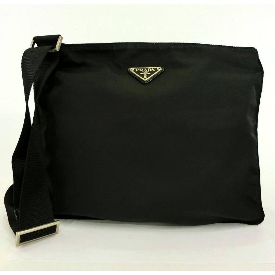 Prada プラダ ナイロンショルダーバッグ マチなし 斜めがけ 黒 ブラック メンズ レディース ブランド 特価品 中古 18 7024 18 7024 リユースブランドショップber 通販 Yahoo ショッピング