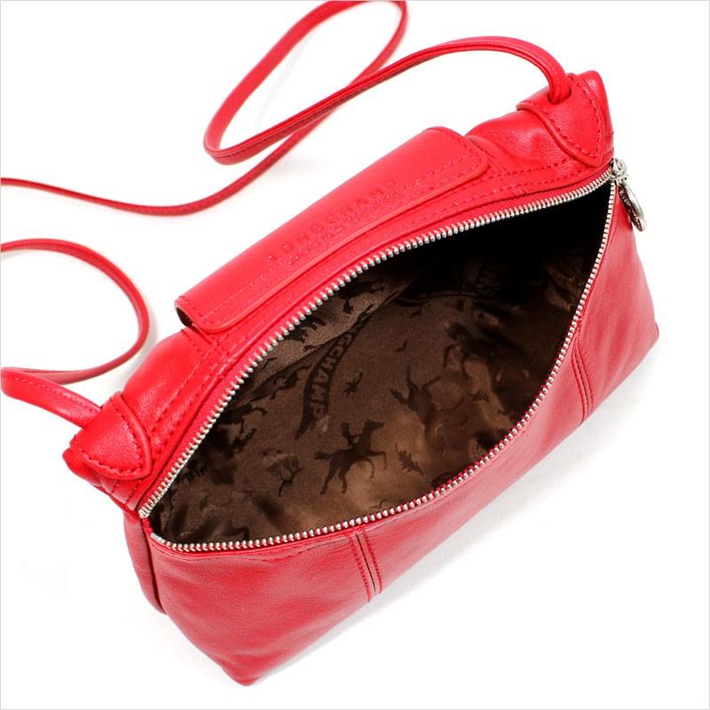 【美品】LONGCHAMP レザー クラッチバッグ レッド/PCケース LONGCHAMP（ロンシャン） クラッチバッグ ル・プリアージュ キュイール