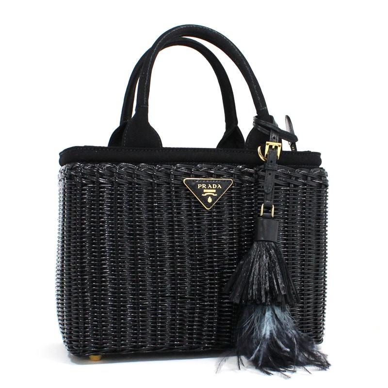 CANAPA プラダ PRADA 2wayショルダーバッグ ハンドバッグ ウィッカー 