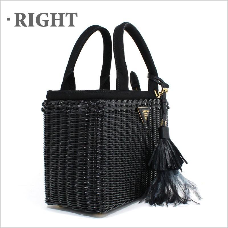 【美品】PRADA ハンドバッグ かごバッグ ショルダーバッグ 黒2WAY CANAPA プラダ PRADA 2wayショルダーバッグ ハンドバッグ ウィッカー