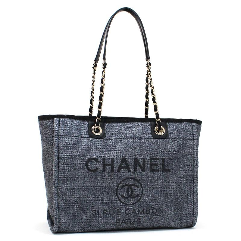CHANEL シャネル トートバッグ コットン ナイロン カーフスキン 