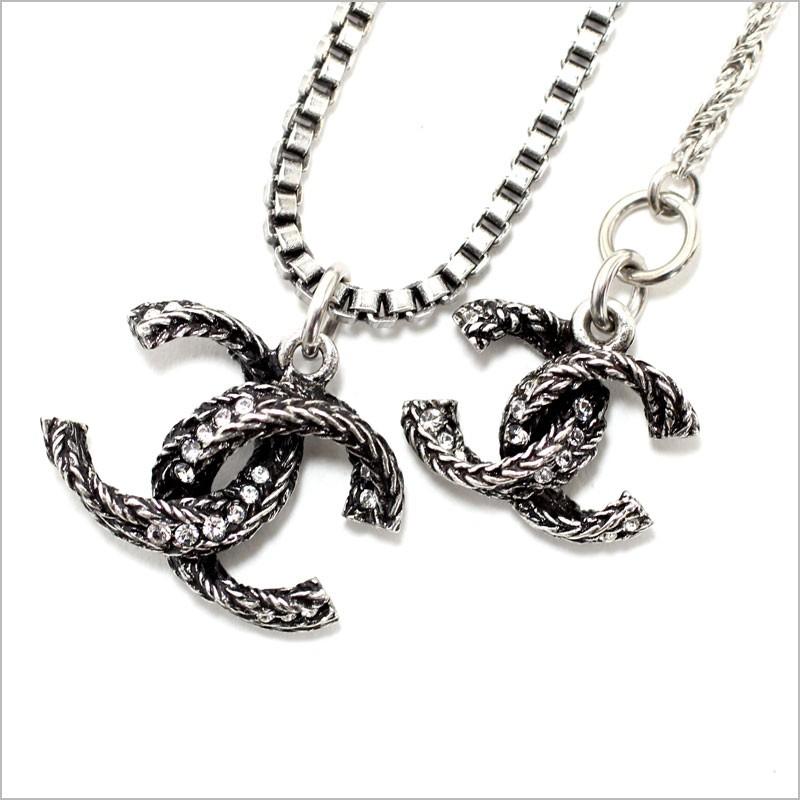 CHANEL（シャネル） ネックレス ガンメタル ココマーク ダブルヘッド 