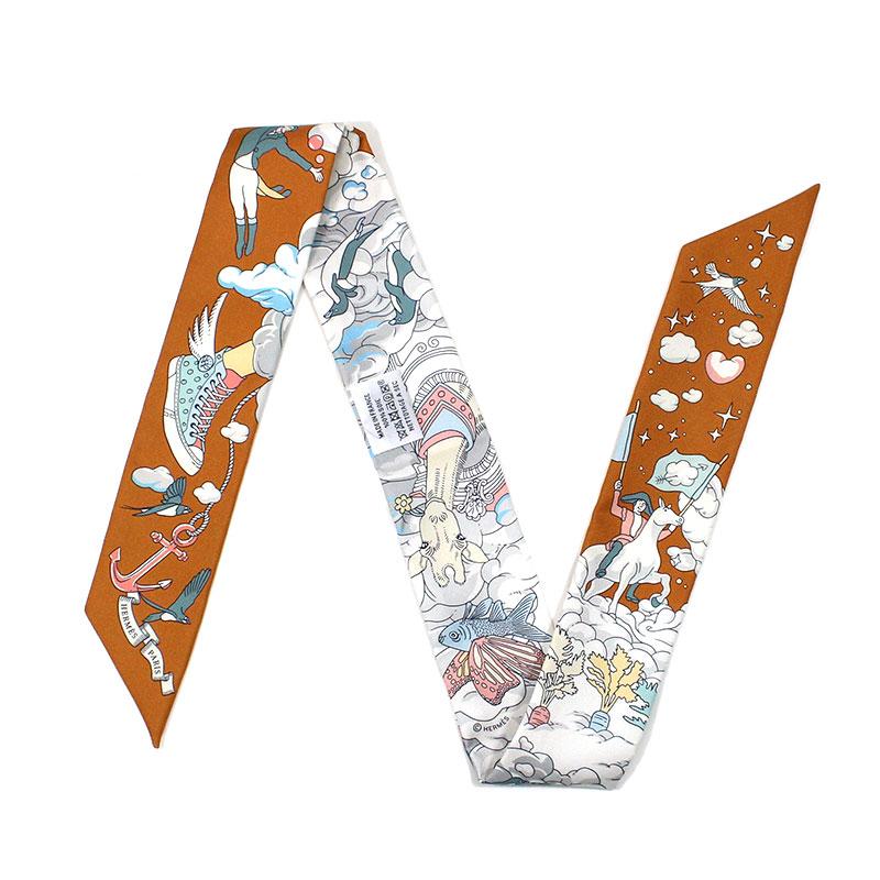 新品エルメスHERMES スカーフツイリー私の雲シルクブルーマリン