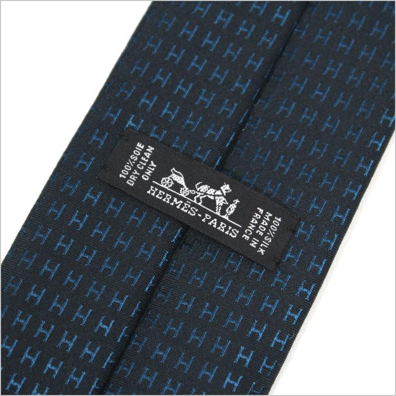 HERMES（エルメス） ネクタイ バイカラー H織りタイ シルク ノワール
