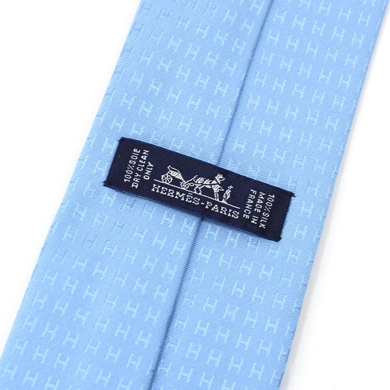 HERMES エルメス ネクタイ H織りタイ 8cm シルク ブルーシエル HERMES エルメス ネクタイ H織りタイ 8cm シルク ブルーシエル