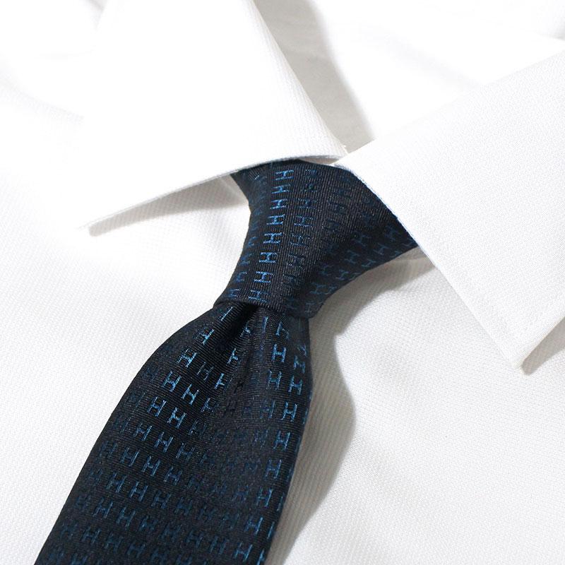 エルメス ネクタイ HERMES H織りタイ 7cm ニューH 036233T ノワール