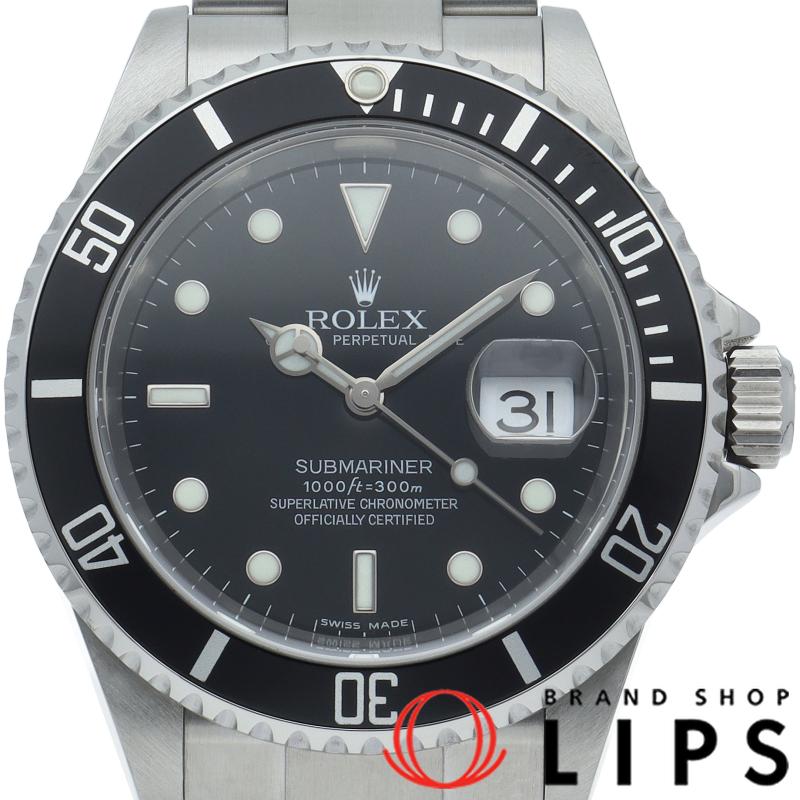 ロレックス サブマリーナデイト ルーレット無し(M番) 希少品 Submariner Date 16610LN(M) 箱 保証書 SS メンズ時計 ブラック 仕上げ済 美品 【中古】 ROLEX（ロレックス） サブマリーナデイト ルーレット無し(M番) 希少品