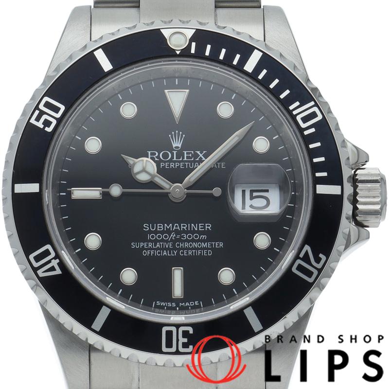 ロレックス サブマリーナデイト ルーレット Submariner Date 16610LN(V) 保証書 SS メンズ時計 ブラック 仕上げ済 美品 【中古】 ROLEX（ロレックス） サブマリーナデイト ルーレット 16610LN(V