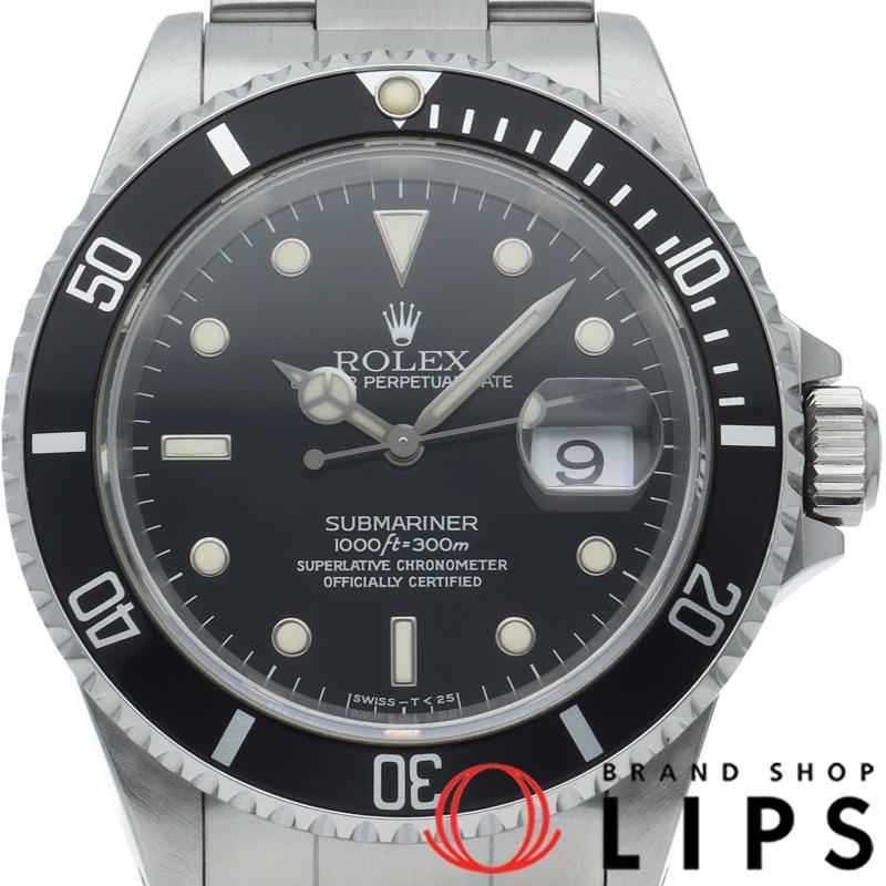 ロレックス サブマリーナデイト トリチウム Submariner Date 16610LN(W) 箱 保証書 SS メンズ時計 ブラック 仕上げ済 1995年 美品 【中古】 ROLEX（ロレックス） サブマリーナデイト トリチウム 16610LN(W