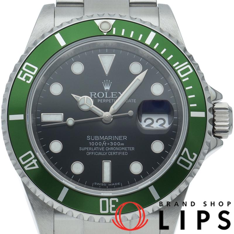 ロレックス サブマリーナデイト グリーン ルーレット Submariner Date 16610LV(V) 保証書 国際サービス保証書 SS メンズ時計 ブラック 仕上げ済 2009年 美品 【中古】 ROLEX（ロレックス） サブマリーナデイト グリーン ルーレット 16610LV