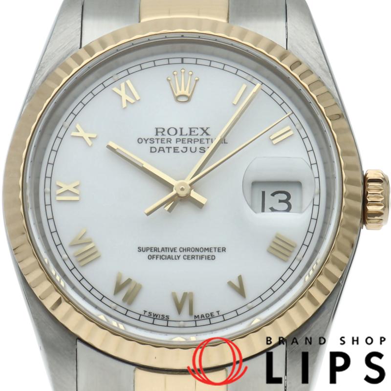 ロレックス デイトジャスト メンズ時計 Datejust Mens 16233(X) K18YG/SS メンズ時計 ホワイト 仕上げ済 1991年 美品 【中古】 ROLEX（ロレックス） デイトジャスト メンズ時計 16233(X) K18YG/SS