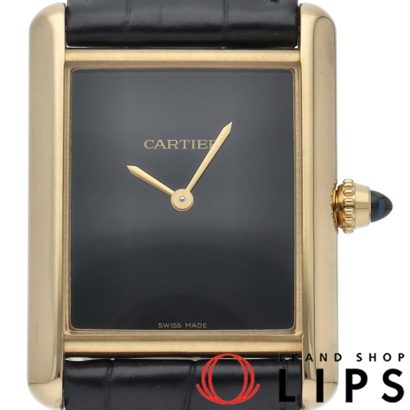 カルティエ タンク ルイ カルティエ ウォッチ LM 手巻 Tank Louis Cartier LM WGTA0091 保証書 K18YG/革 レディース時計 ブラック 仕上げ済 美品 【中古】 Cartier（カルティエ） タンク ルイ ウォッチ LM 手巻 WGTA0091 保証書