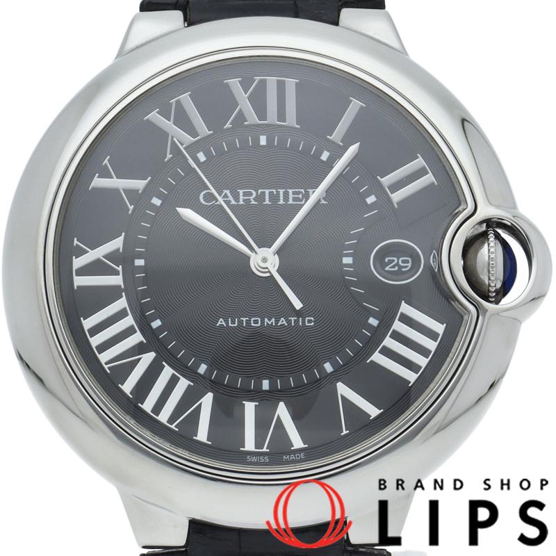 カルティエ バロンブルー ドゥ カルティエ ウォッチ 42mm LM オートマチック Ballon Bleu 42mm WSBB0003 保証書 SS/革 メンズ時計 ブラック 仕上げ済 美品 【中古】 Cartier（カルティエ） バロンブルー ドゥ ウォッチ 42mm LM