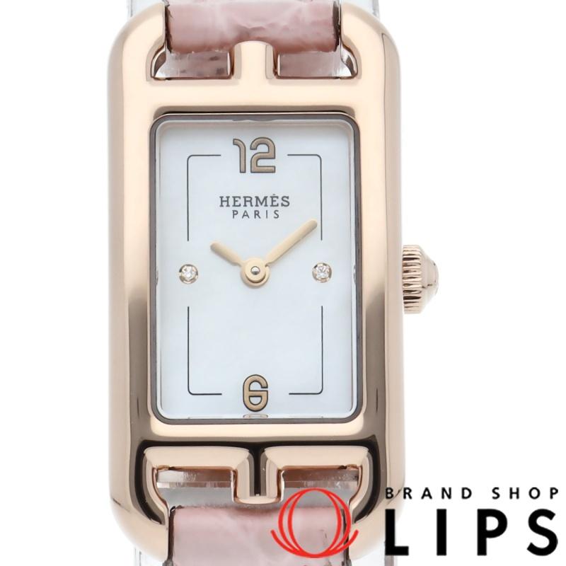 HERMES エルメス ナンタケットPM ウォッチ 2Pダイヤ シェル NA2.170c  